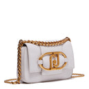 LIU JO Umweltfreundliche, glänzende weiße Damen-Umhängetasche mit Maxi-Logo