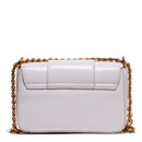 LIU JO Umweltfreundliche, glänzende weiße Damen-Umhängetasche mit Maxi-Logo