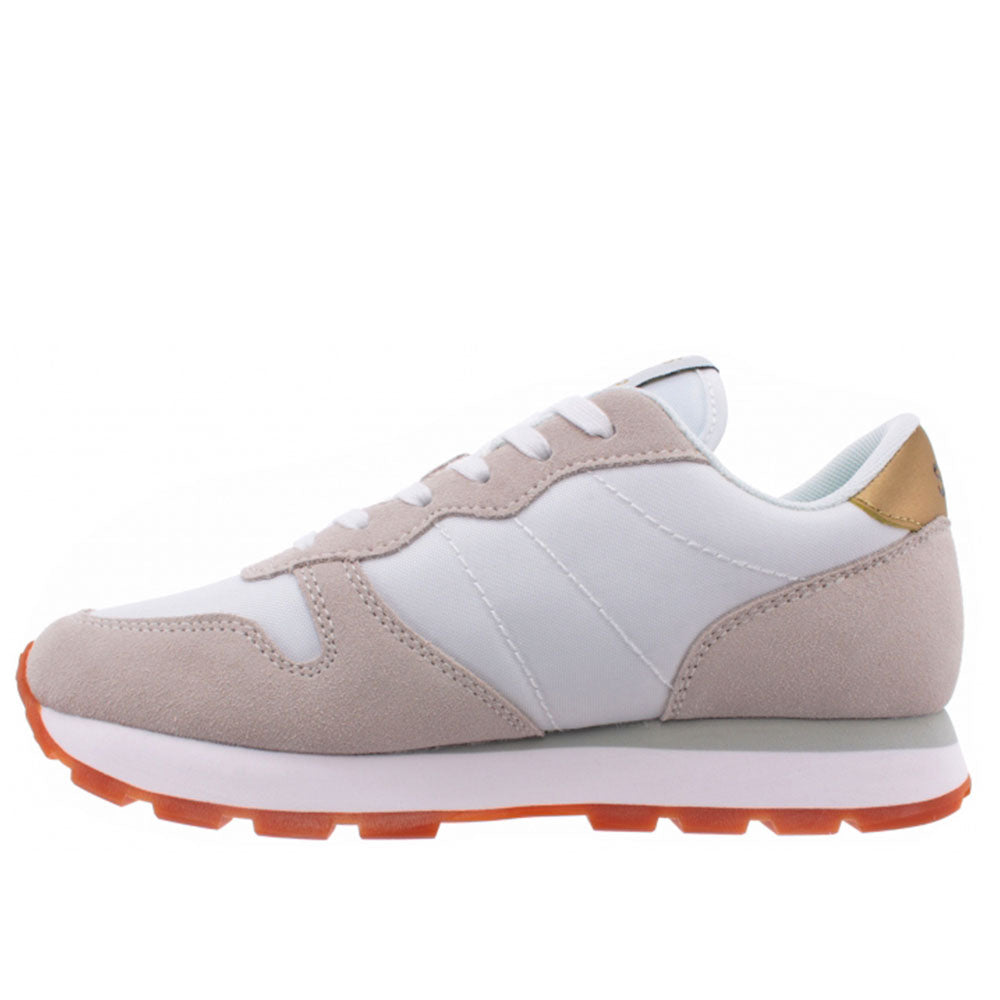SUN68 Woman Sneakers - Ally Solid Nylon White and Gold