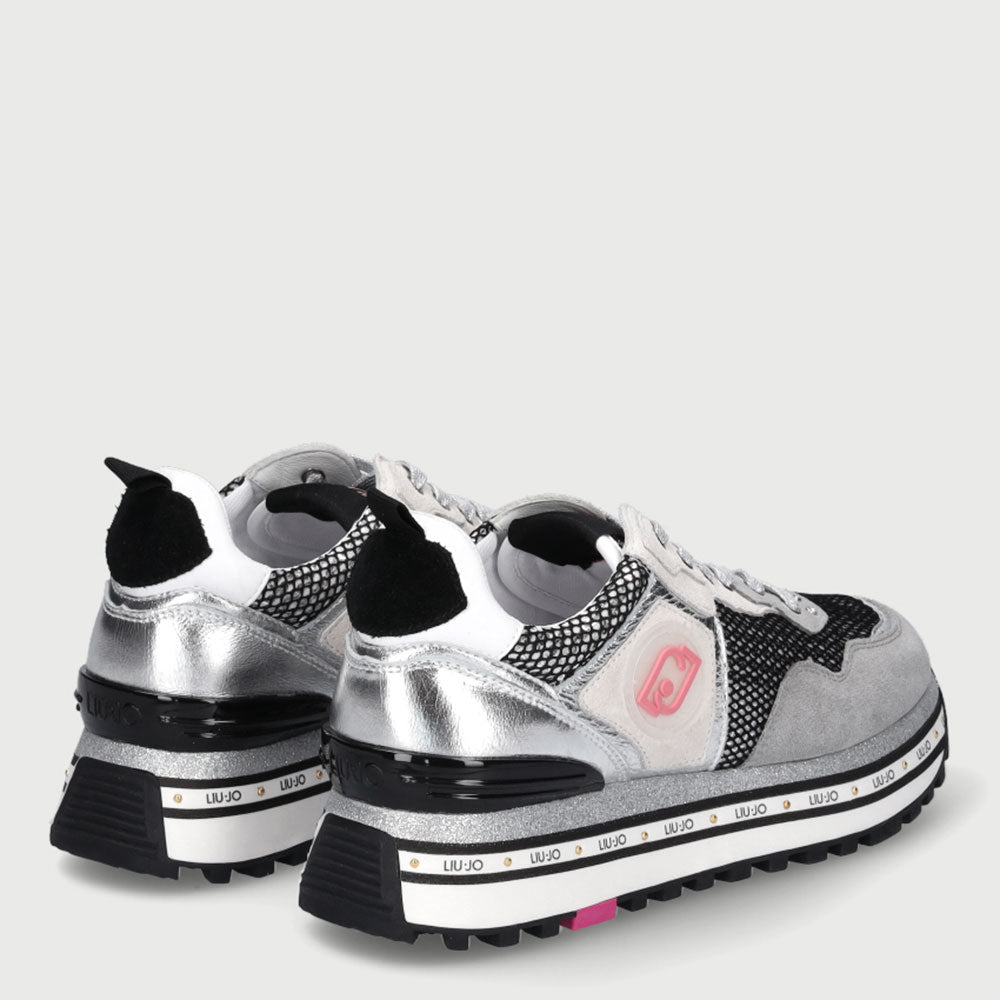 Scarpe Donna LIU JO Sneakers Glossy con Dettagli Mesh Grigio