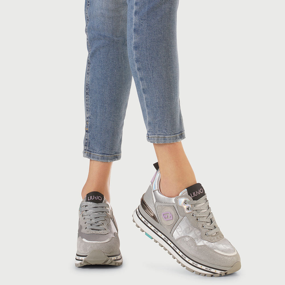 Scarpe Donna LIU JO Sneakers in Glossy Suede colore Silver