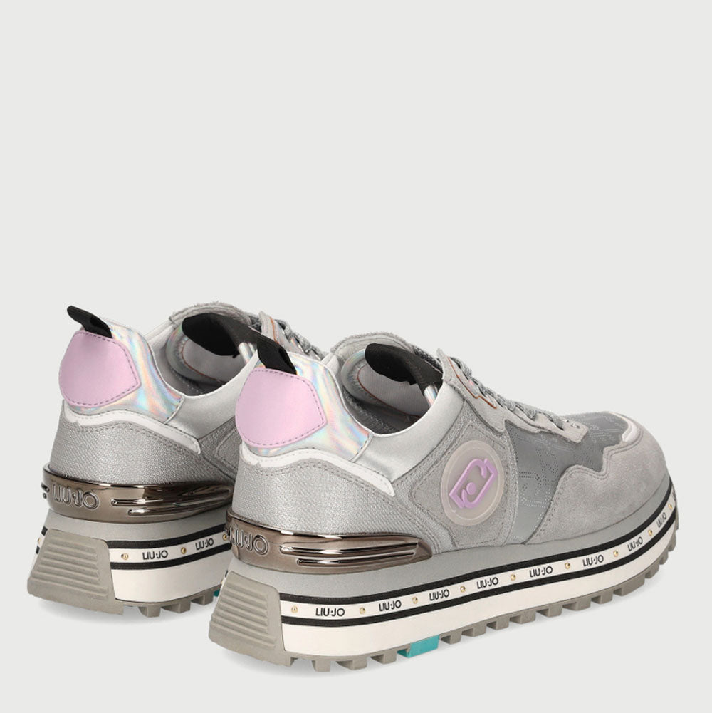 Scarpe Donna LIU JO Sneakers in Glossy Suede colore Silver a sconto Cuoieriashop