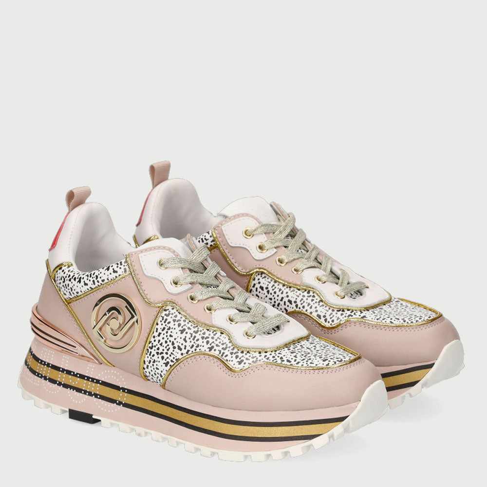 Scarpe Donna LIU JO Sneakers in Pelle stampa Animalier Rosa e Bianco