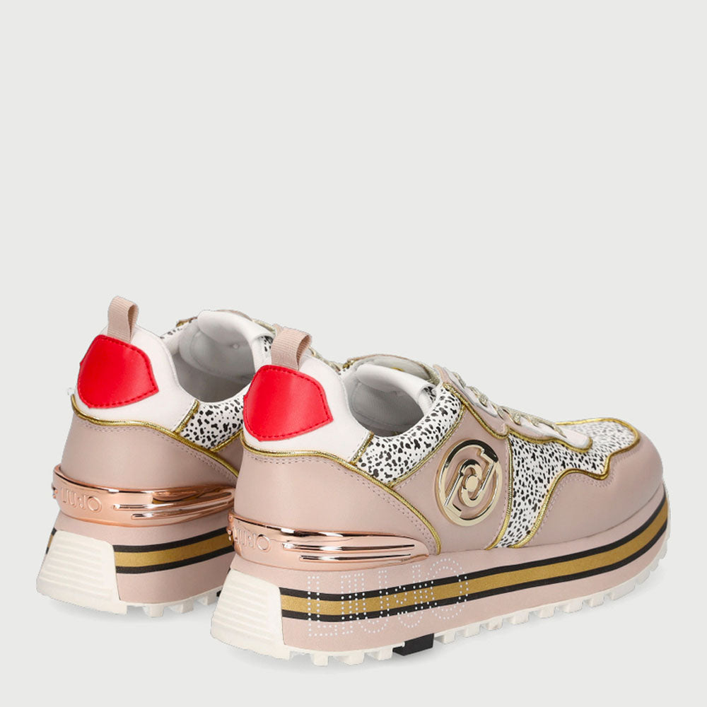 Scarpe Donna LIU JO Sneakers in Pelle stampa Animalier Rosa e Bianco