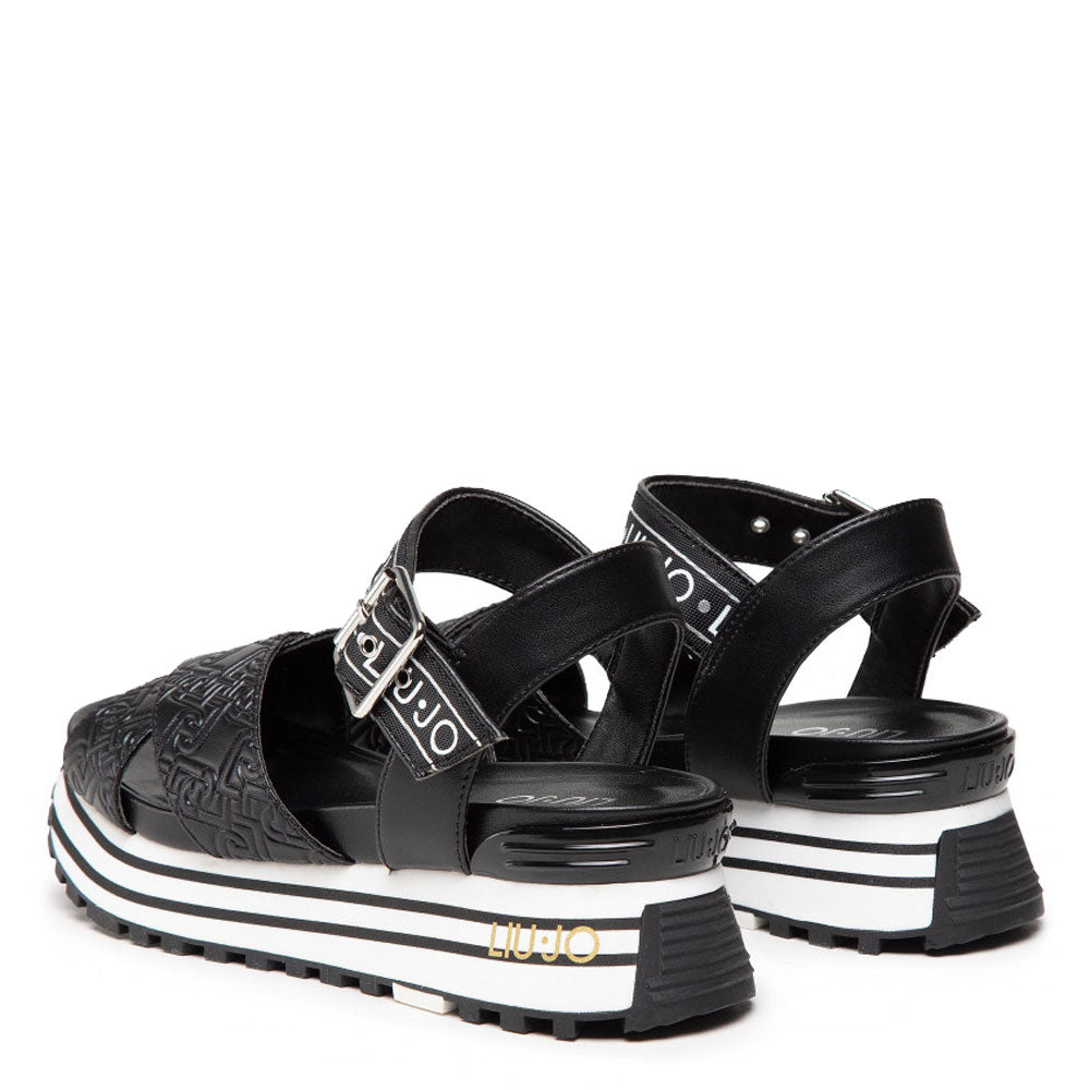 Scarpe Donna LIU JO Sandali Platform con Logo Monogram Nero