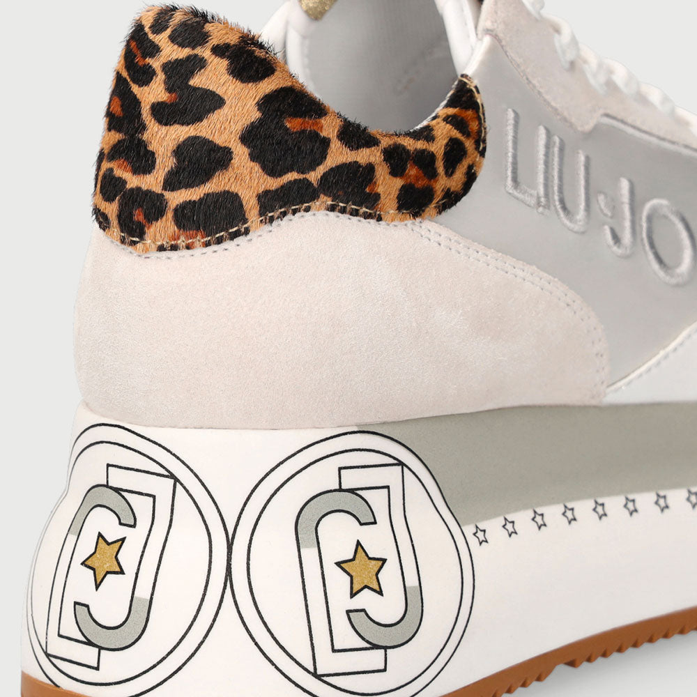 Scarpe Donna LIU JO Sneakers Maxi Platform Bianco con Dettaglio Animalier
