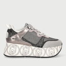 Scarpe Donna LIU JO Sneakers Maxi Platform in Mesh Glitter Argento