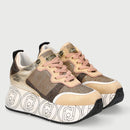 Scarpe Donna LIU JO Sneakers Maxi Platform in Mesh Glitter Oro Chiaro