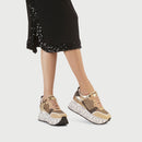 Scarpe Donna LIU JO Sneakers Maxi Platform in Mesh Glitter Oro Chiaro