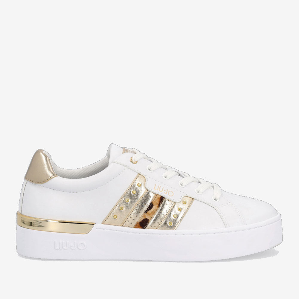 Damenschuhe LIU JO Weiße Sneakers mit goldenen und tierischen Details