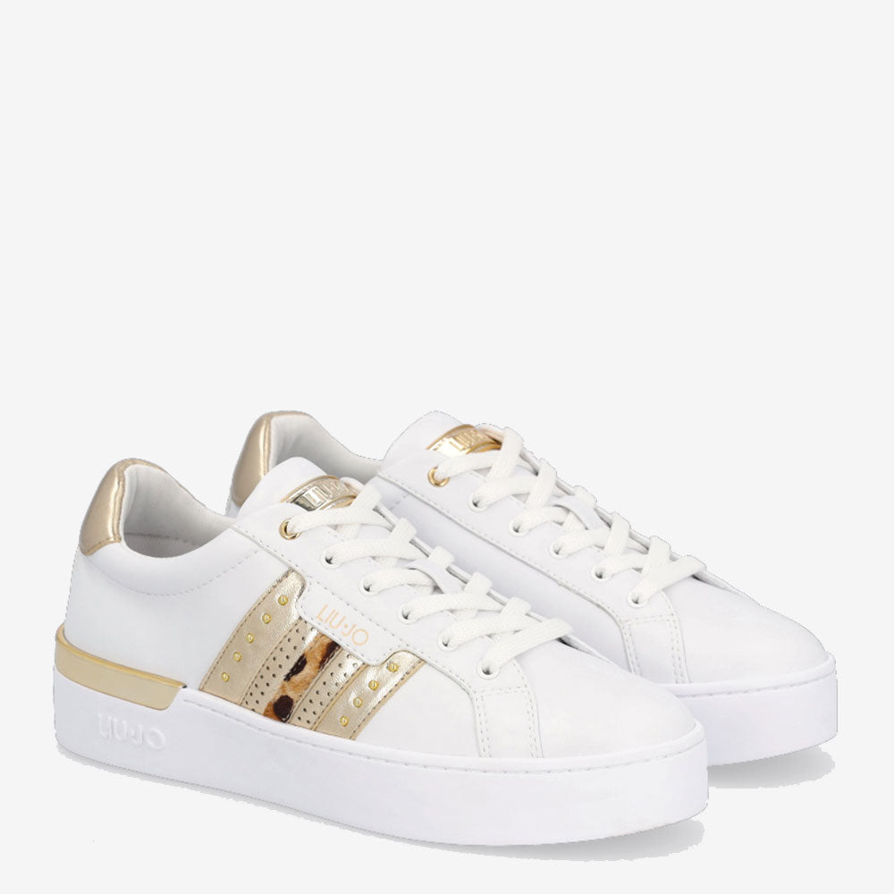 Damenschuhe LIU JO Weiße Sneakers mit goldenen und tierischen Details