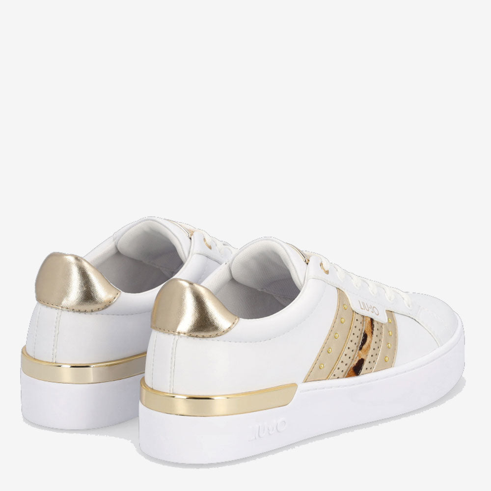 Damenschuhe LIU JO Weiße Sneakers mit goldenen und tierischen Details