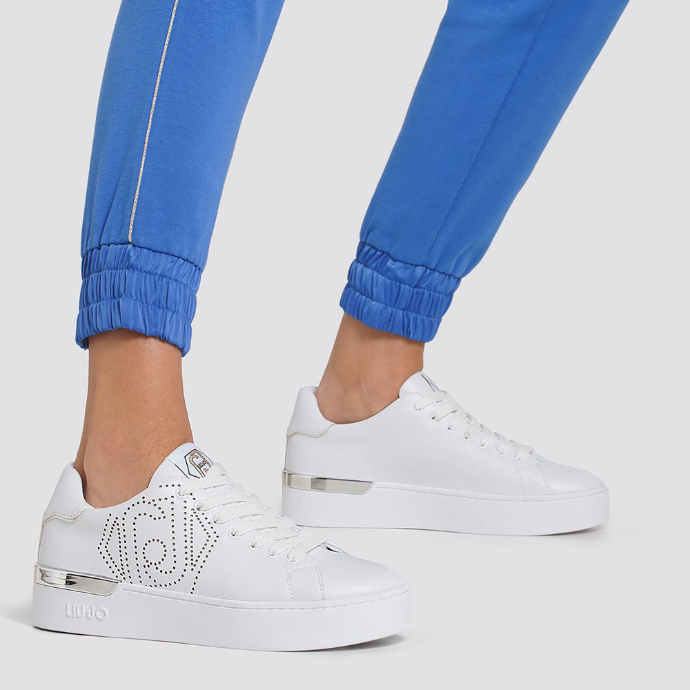 Damenschuhe LIU JO Weiße Sneakers mit perforiertem Logo