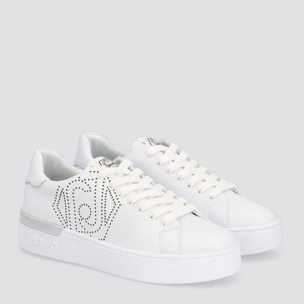 Damenschuhe LIU JO Weiße Sneakers mit perforiertem Logo