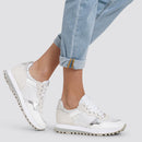 Damenschuhe LIU JO Sneakers aus Leder und Mesh in der Farbe Silber