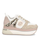 Damenschuhe LIU JO Super Platform Sneakers aus Nylon und Wildleder mit Python-Print in den Farben Phard und Papyrus