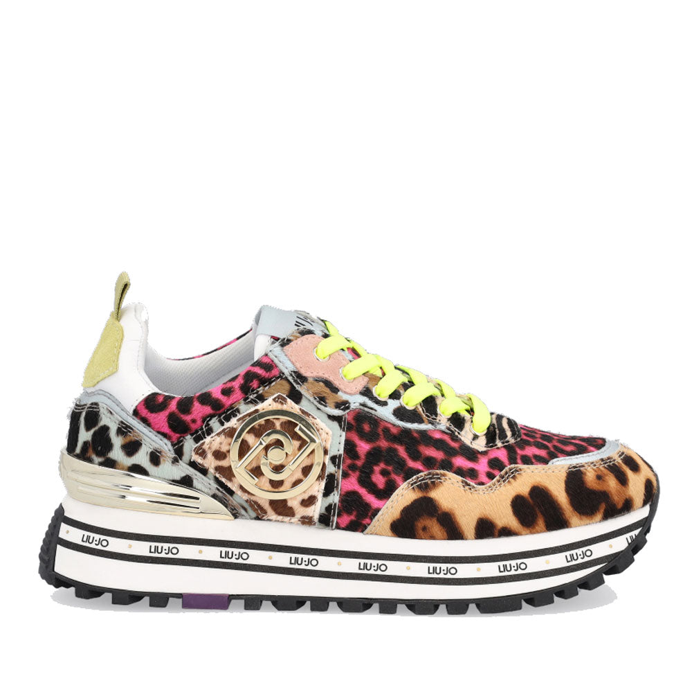 Scarpe Donna LIU JO Sneakers Platform in Pelle effetto Cavallino Leopard Multicolor