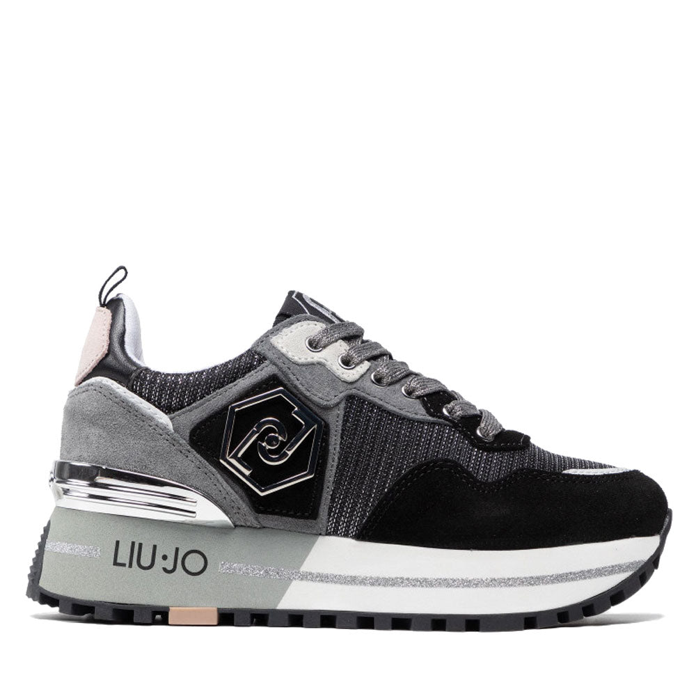 Scarpe Donna LIU JO Sneakers Platform in Mesh e Suede Iridescente colore Black