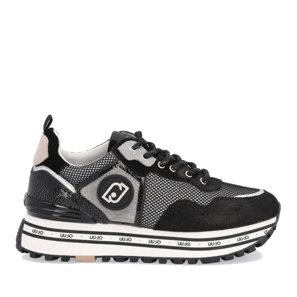 Scarpe Donna LIU JO Sneakers Platform in Mesh e Suede effetto Laminato Nero