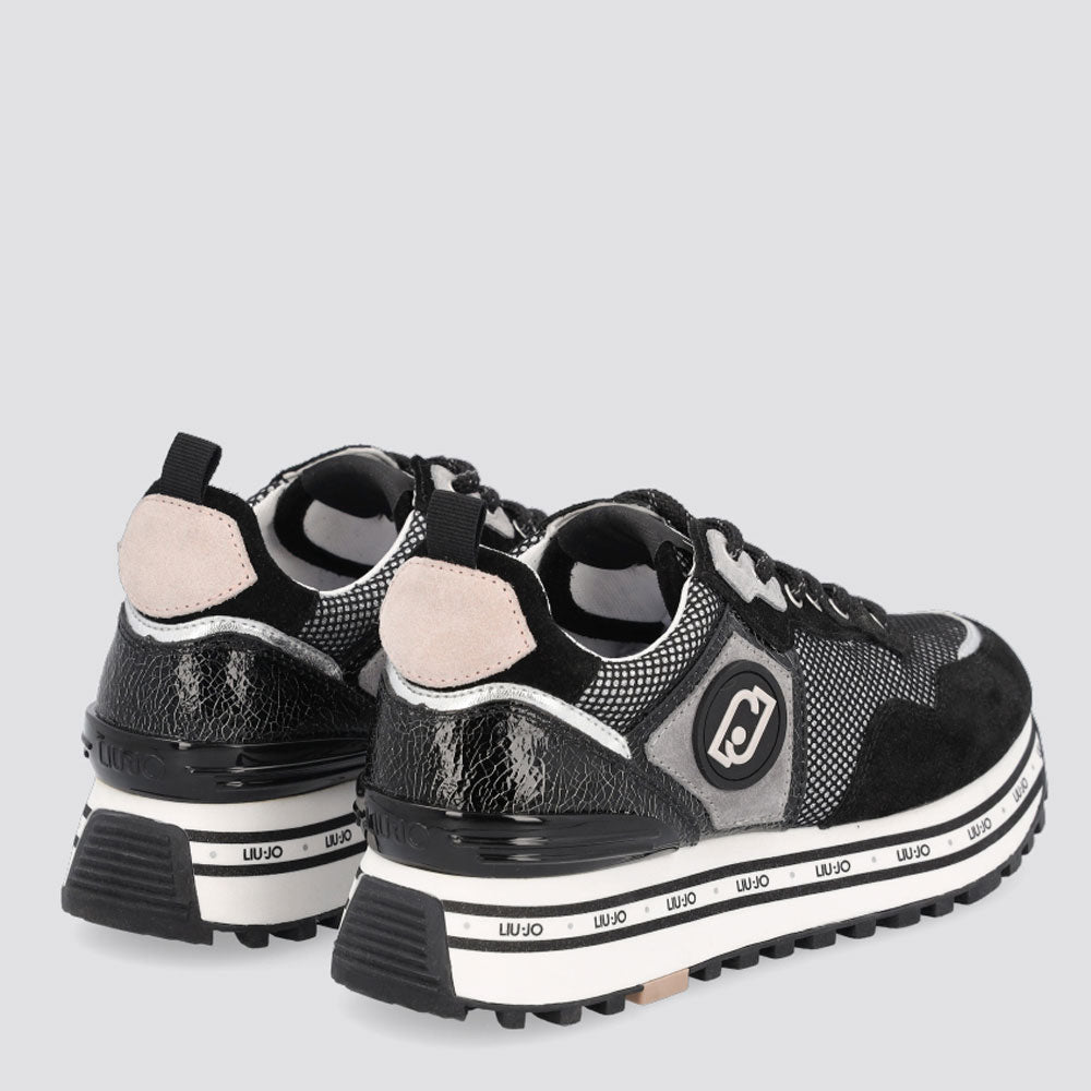 Scarpe Donna LIU JO Sneakers Platform in Mesh e Suede effetto Laminato Nero