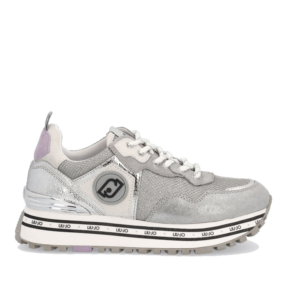 Scarpe Donna LIU JO Sneakers Platform in Mesh e Suede effetto Laminato Silver