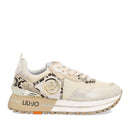 Damenschuhe LIU JO Plateau-Sneaker aus Mesh und Wildleder mit Python-Print in der Farbe Papyrus