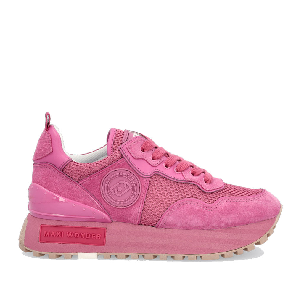 Women's LIU JO Wonder Maxi 24 Platform Sneakers in Fuchsia Mesh and Suede