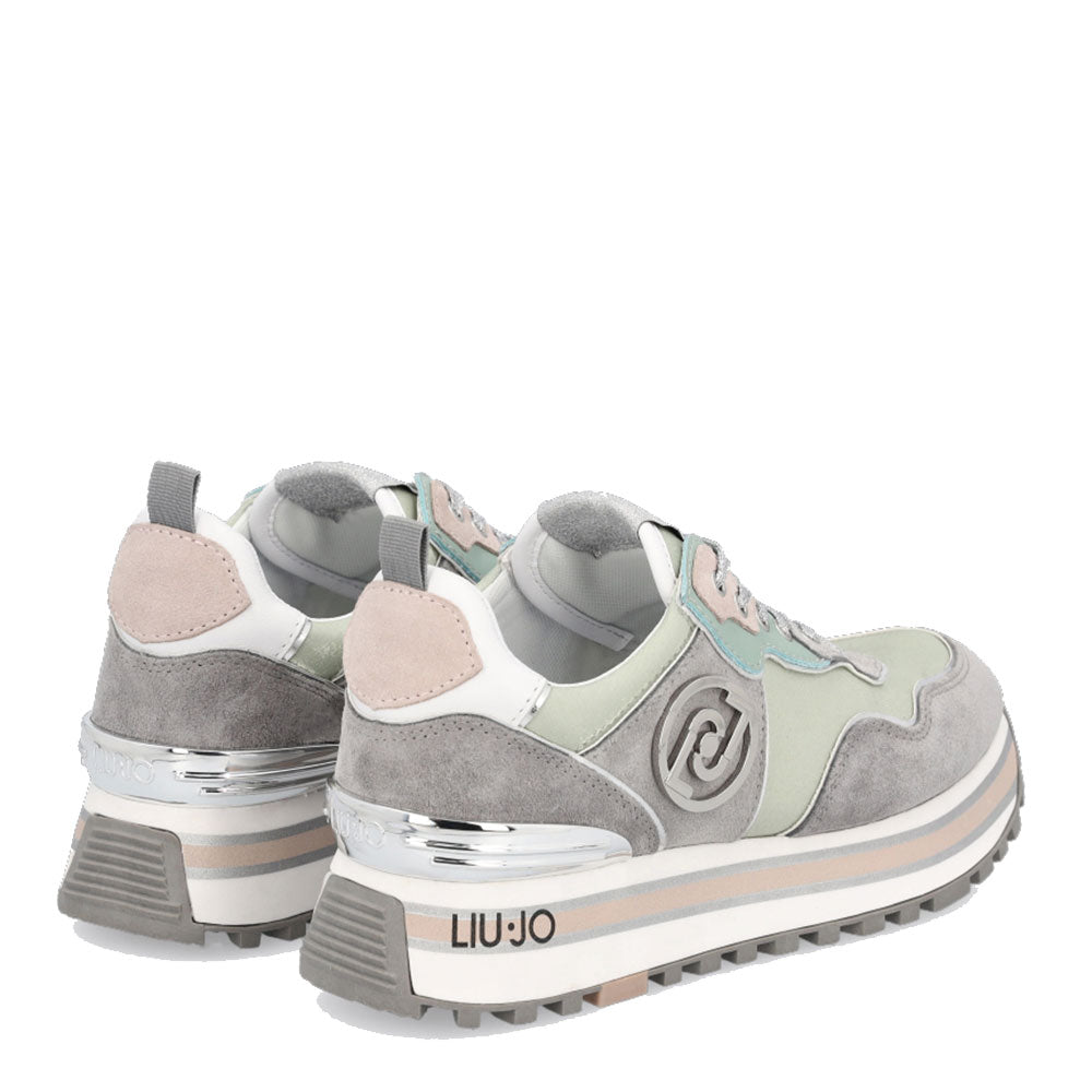 Scarpe Donna LIU JO Sneakers Platform in Raso e Suede colore Grigio e Turchese