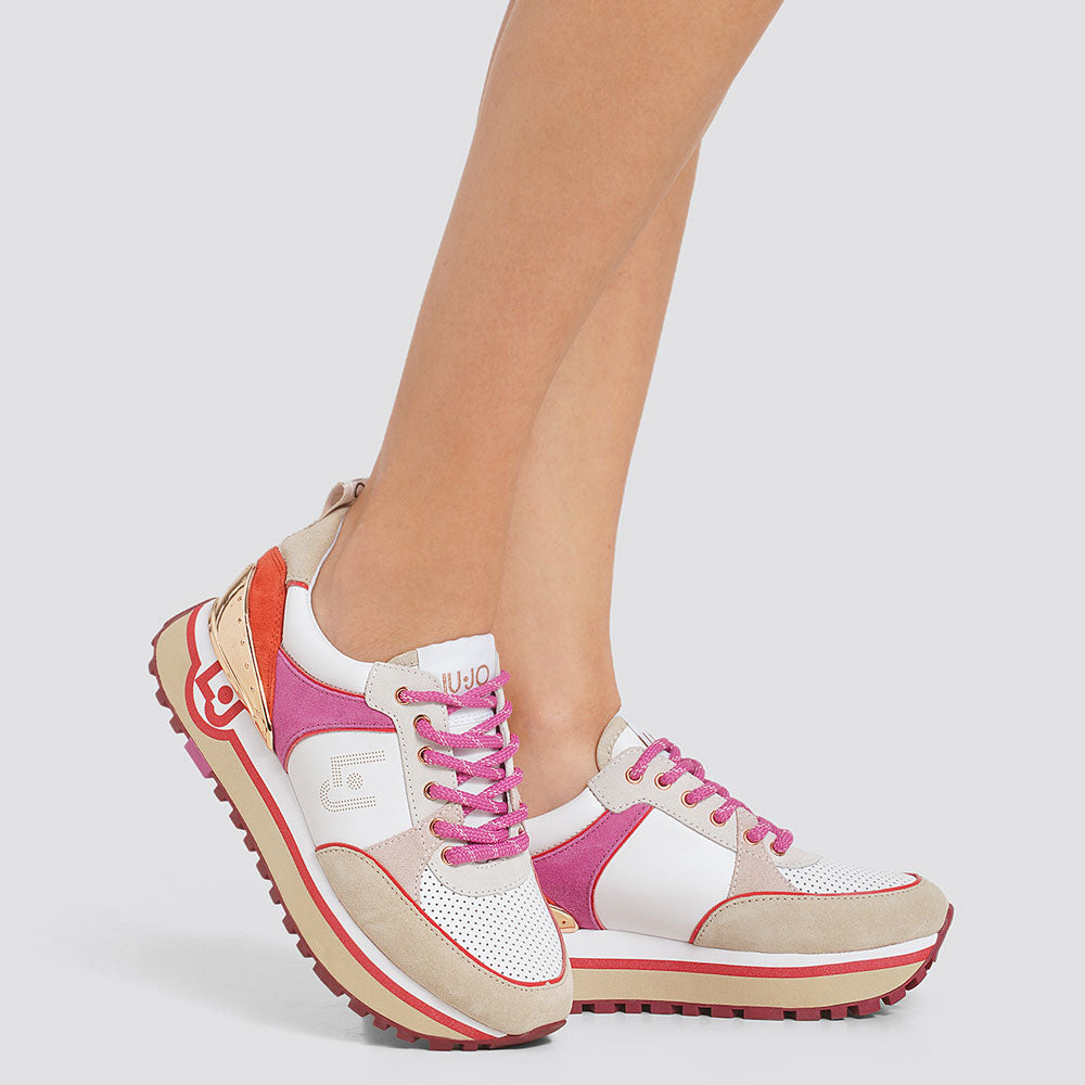 Scarpe Donna LIU JO Sneakers Platform in Pelle e Suede colore Multicolor