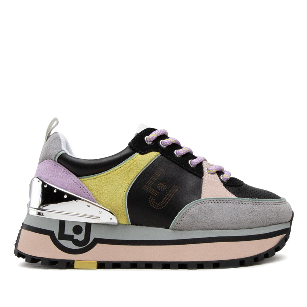 Scarpe Donna LIU JO Sneakers Platform in Pelle e Suede colore Black Multicolor