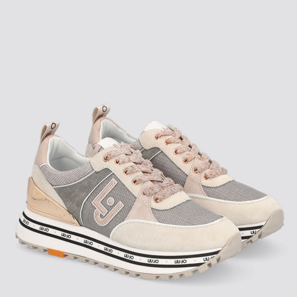 Scarpe Donna LIU JO Sneakers Platform in Mesh Glitterato e Suede