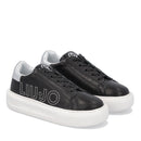 Scarpe Donna LIU JO Sneakers in Pelle Nera con Maxi Logo con Borchie