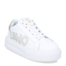 Scarpe Donna LIU JO Sneakers in Pelle Bianca e Oro con Maxi Logo con Borchie