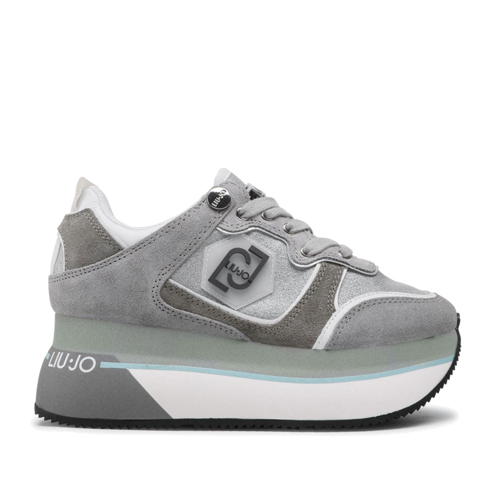 Damenschuhe LIU JO Super Platform Sneakers aus Wildleder und Nylon in Grau