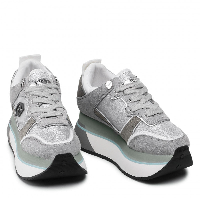 Damenschuhe LIU JO Super Platform Sneakers aus Wildleder und Nylon in Grau