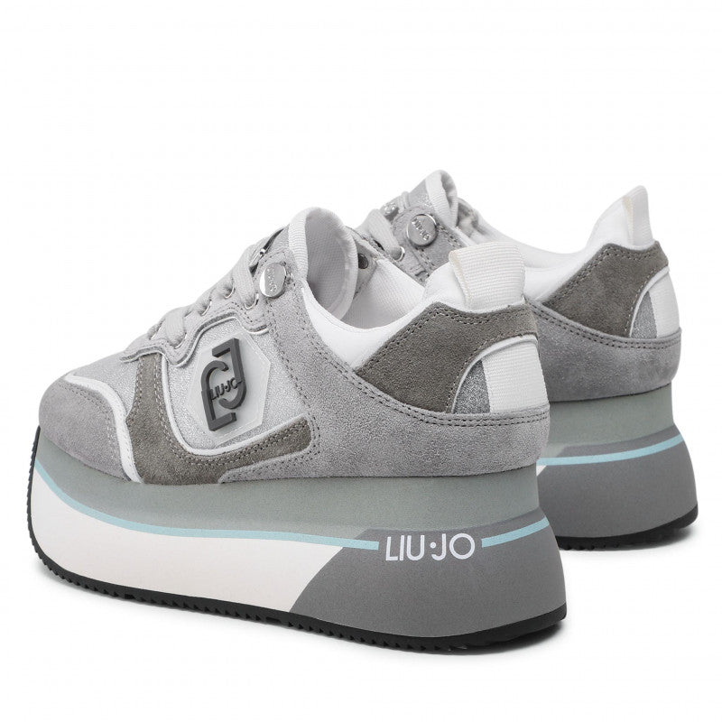 Damenschuhe LIU JO Super Platform Sneakers aus Wildleder und Nylon in Grau