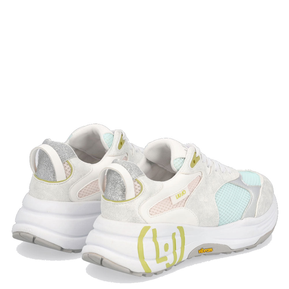 Scarpe Donna LIU JO Sneakers Running in Mesh colore Bianco e Argento