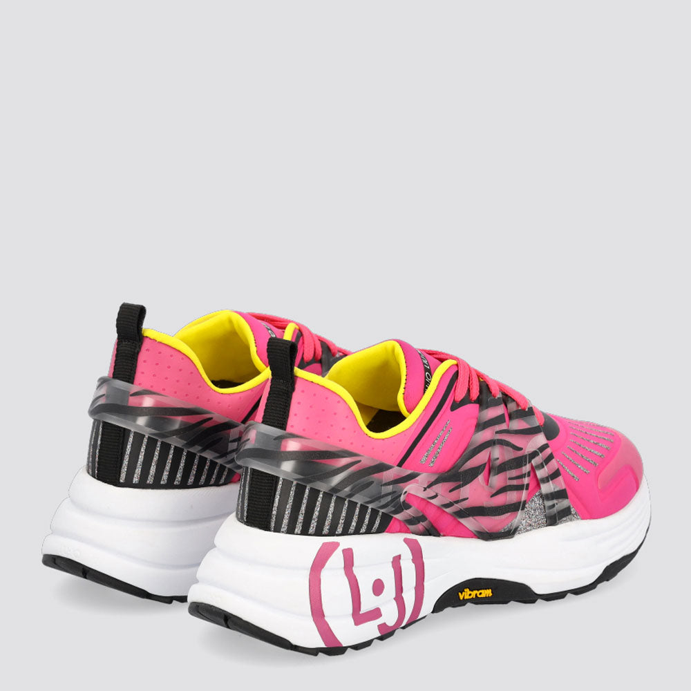 LIU JO Damenschuhe Laufsneaker aus Lycra in Weiß und Fuchsia