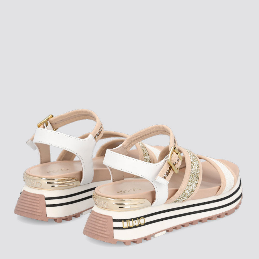 Scarpe Donna LIU JO Sandali Platform con Glitter colore Bianco Oro