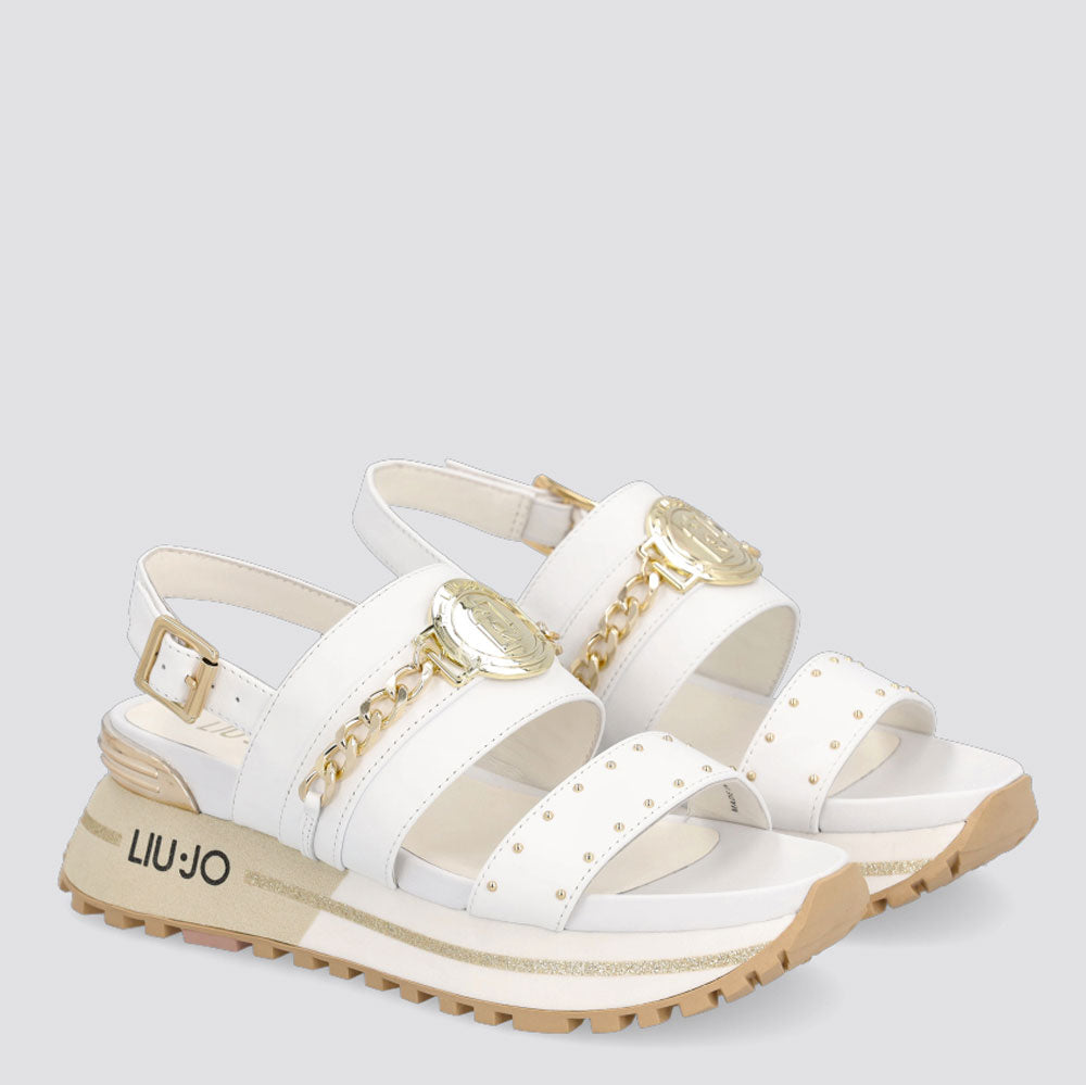 Scarpe Donna LIU JO Sandali Platform con Catena Gioiello colore Bianco