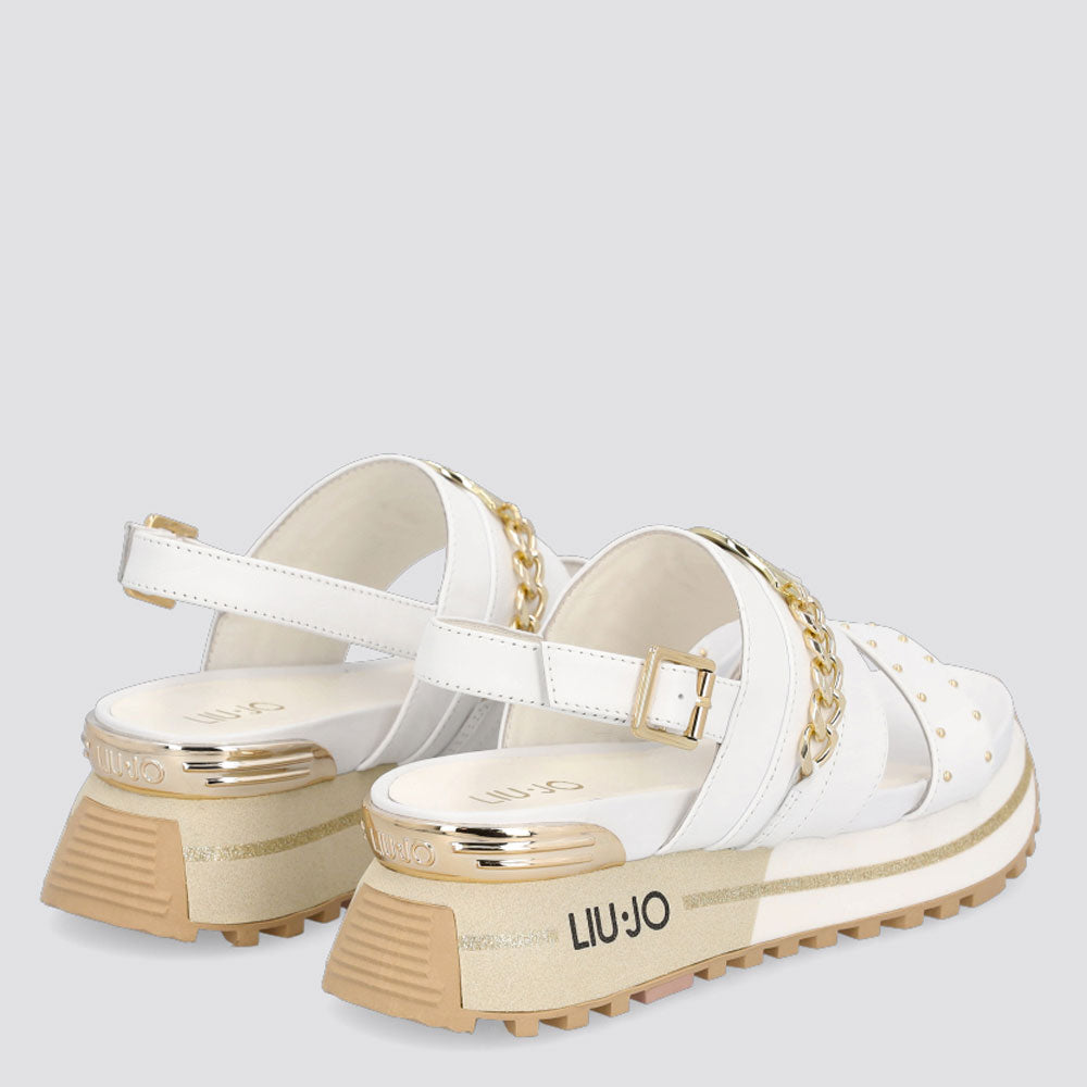 Scarpe Donna LIU JO Sandali Platform con Catena Gioiello colore Bianco