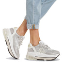 Scarpe Donna LIU JO Sneakers Super Platform in Suede con Paillettes colore Silver