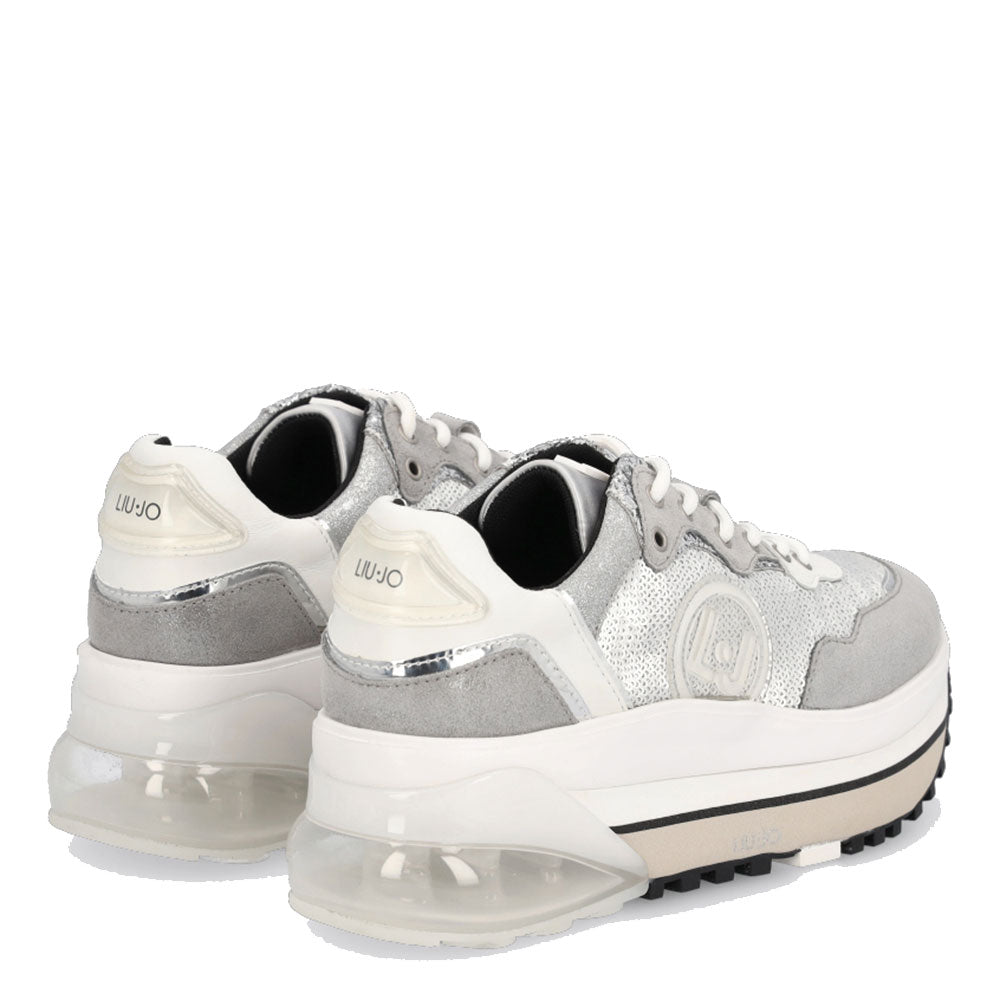 Scarpe Donna LIU JO Sneakers Super Platform in Suede con Paillettes colore Silver