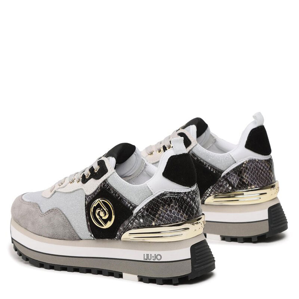 Scarpe Donna LIU JO Sneakers Platform Maxi Wonder 01 in Suede e Mesh con Inserto Pitonato Light Blue