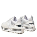 Scarpe Donna LIU JO Sneakers Platform Maxi Wonder 20 in Pelle e Crackle Bianco e Argento