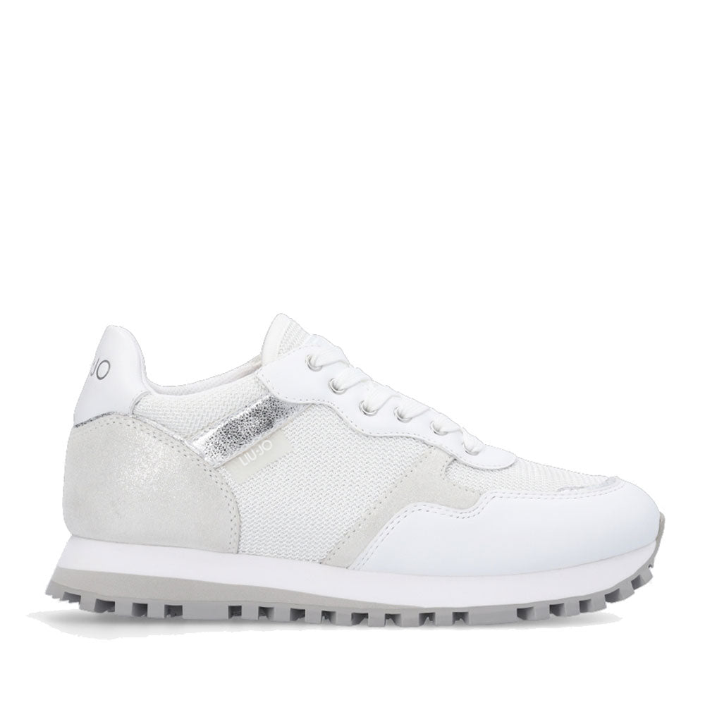 Damenschuhe LIU JO Wonder 01 Sneakers aus Leder und Brighty Mesh in Weiß