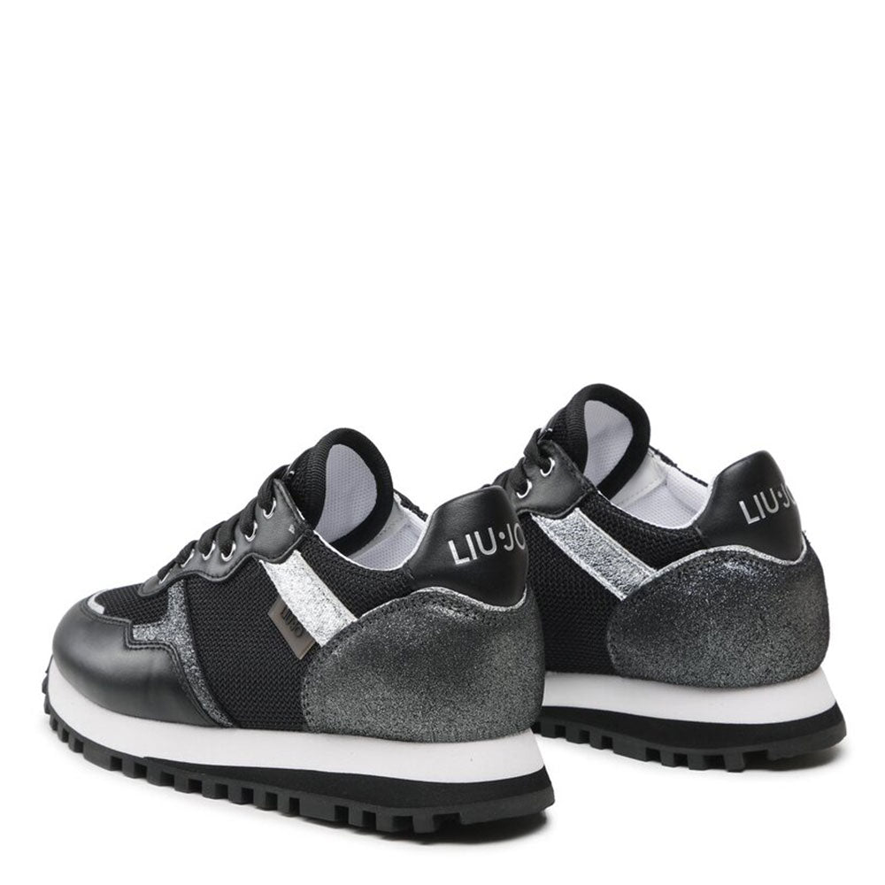 Damenschuhe LIU JO Wonder 01 Sneakers aus Leder und Brighty Mesh in der Farbe Schwarz