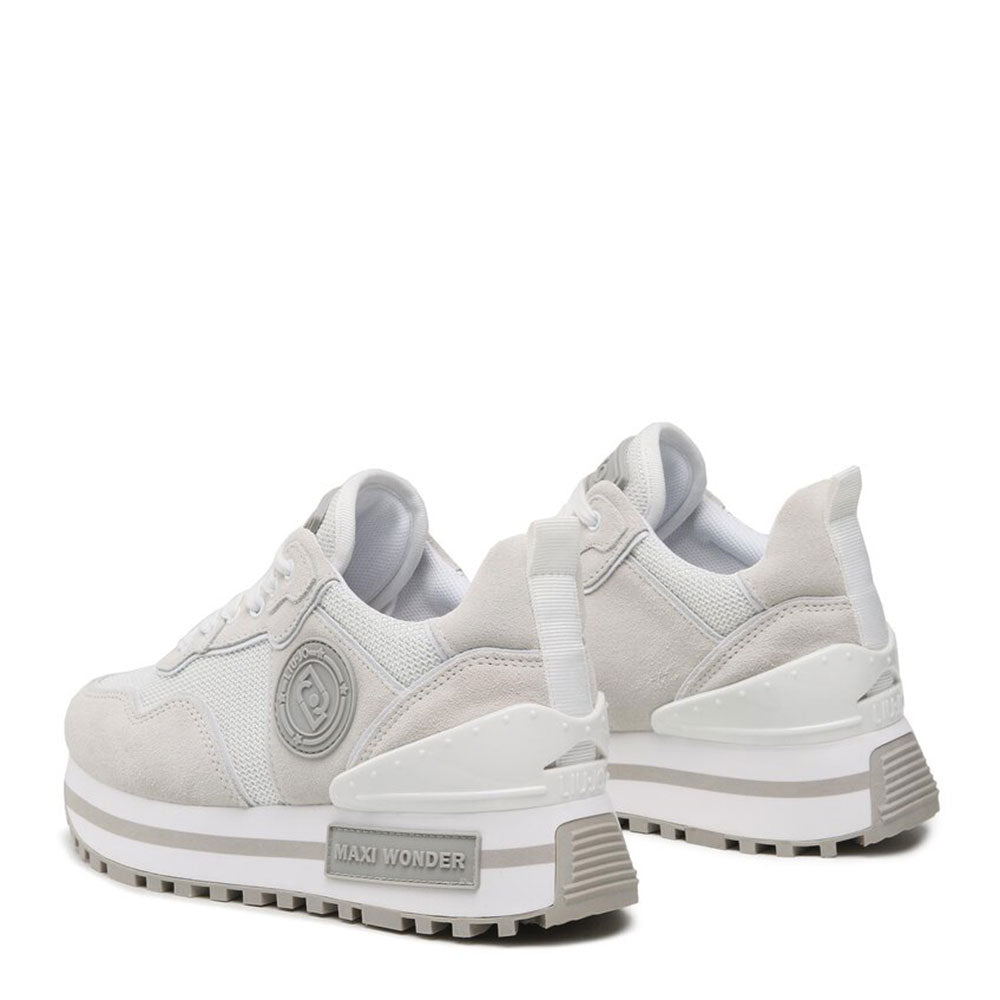 Scarpe Donna LIU JO Sneakers Platform Maxi Wonder 52 in Suede e Mesh Bianco