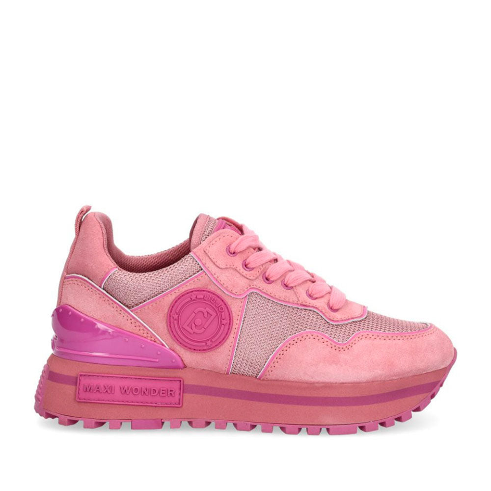 Damenschuhe LIU JO Maxi Wonder 52 Plateau-Sneaker aus Wildleder und Mesh Pink Ray