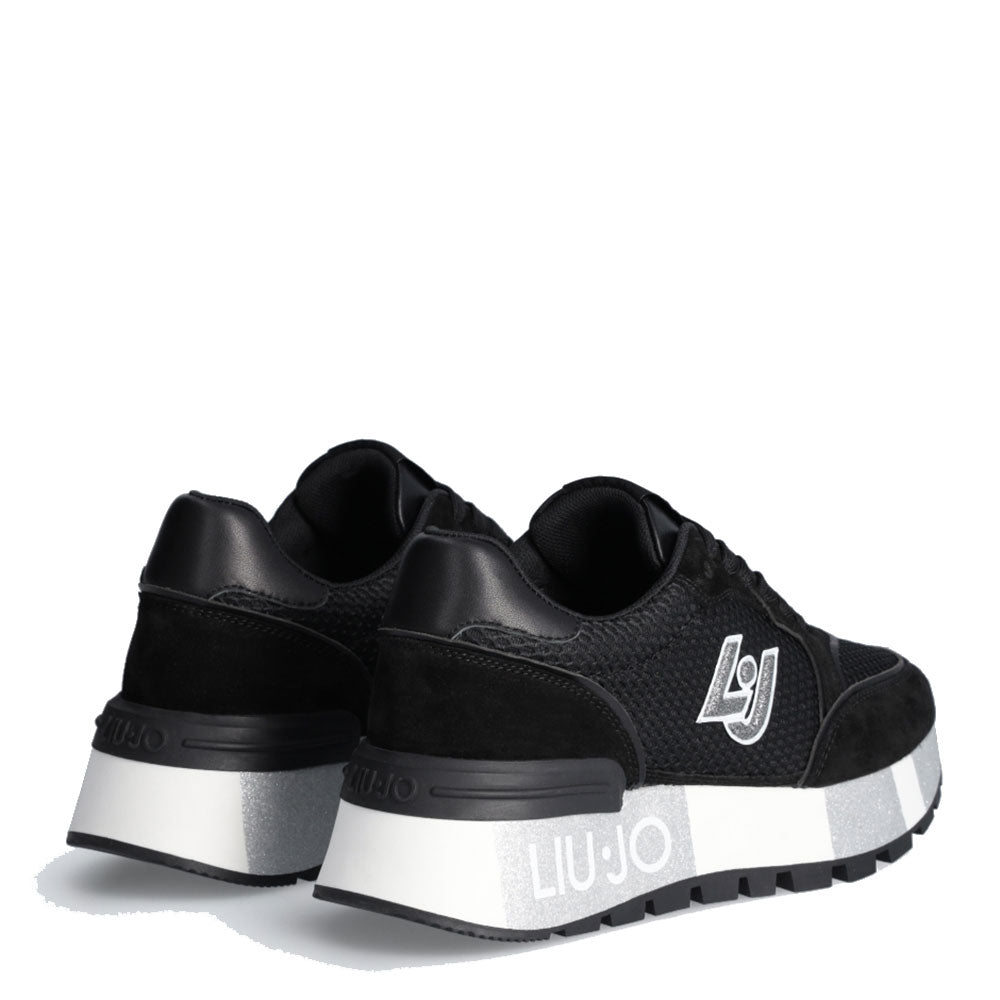 Scarpe Donna LIU JO Sneakers Platform Amazing 25 in Suede e Mesh Nero